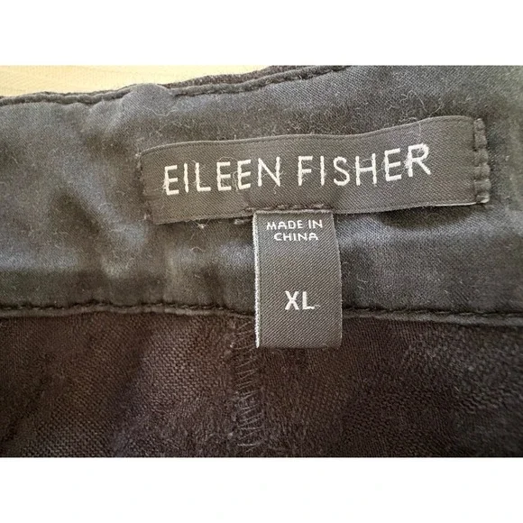 Eileen Fisher Black Printed High Waisted Cropped Cotton Pants Size XL - Picture 2 of 9